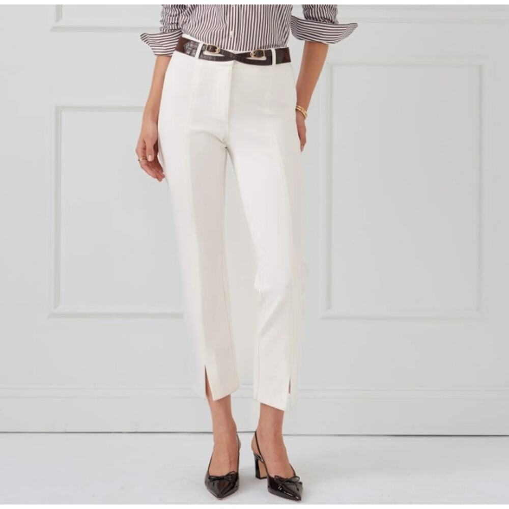 J. McLauglin Deanne Ponte Pants, Ivory/Off-White, Size 10